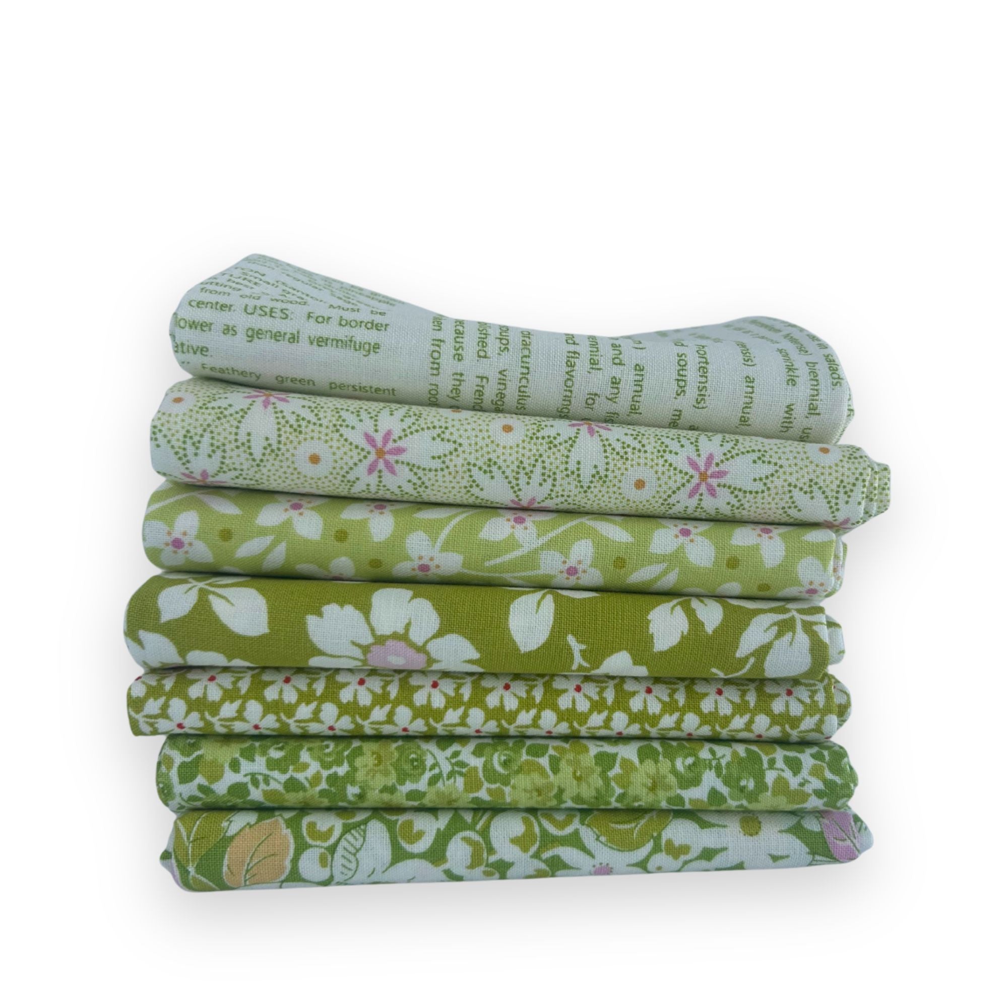 Custom Fat Quarter Bundle Green | Summers End by Fig Tree & Co for Moda Fabrics | 7 FQs | Curated Bundle