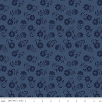 American Beauty Navy Tonal Floral Yardage by Dani Mogstad for Riley Blake Designs |C14444 NAVY | Remnant Fat Quarter