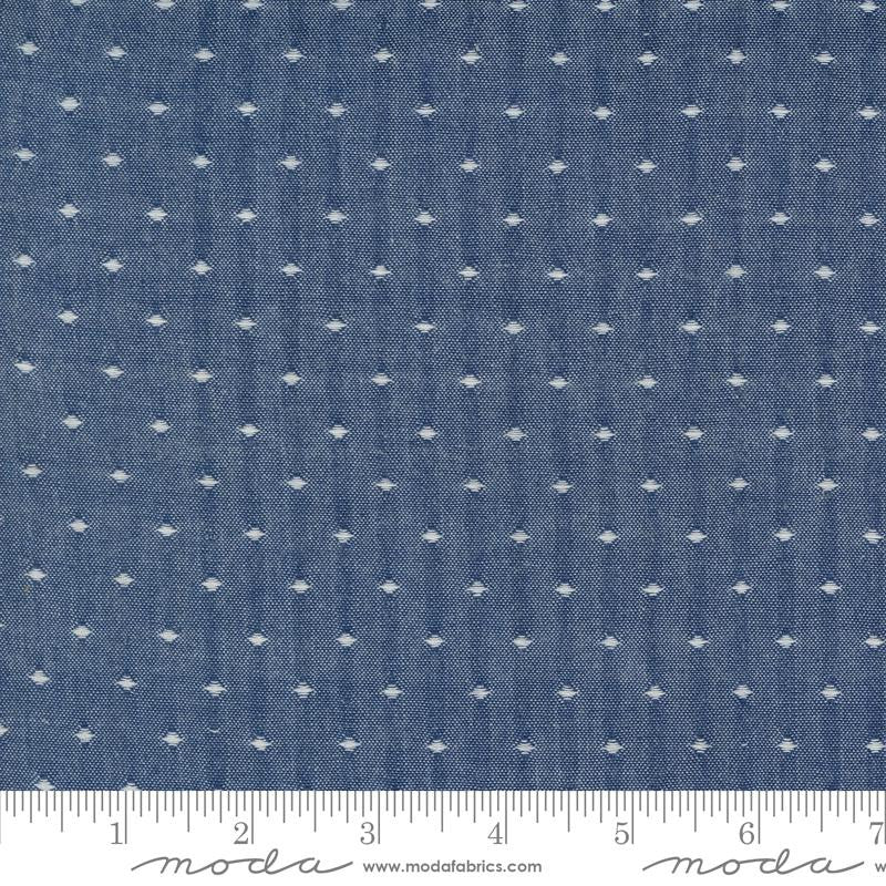 Denim and Daisies Wovens Dots Midnight Jeans Yardage by Fig Tree for Moda Fabrics | 12222 25