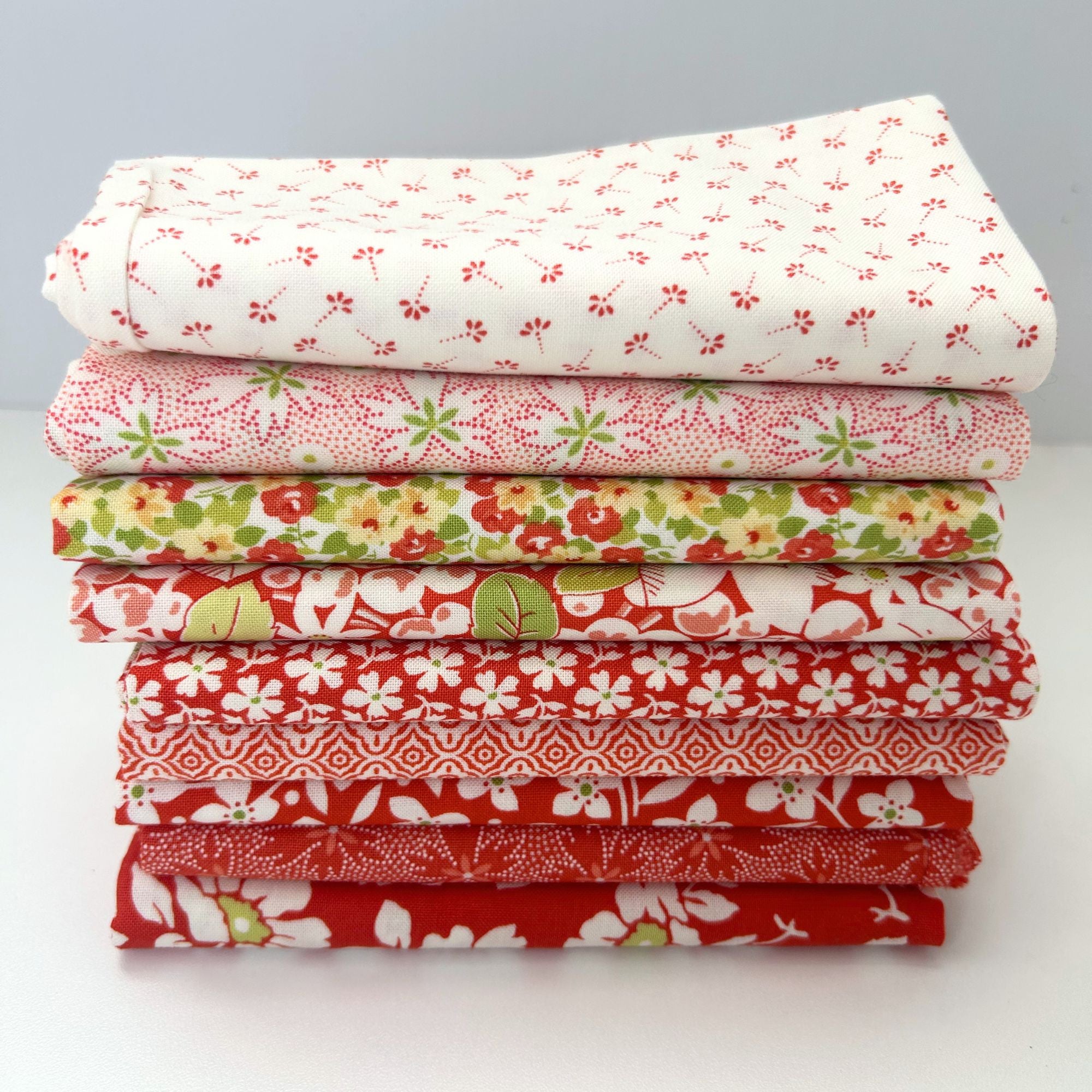 Summers End Custom Fat Quarter Bundle Red by Fig Tree & Co for Moda Fabrics | 9 FQs | Curated Bundle