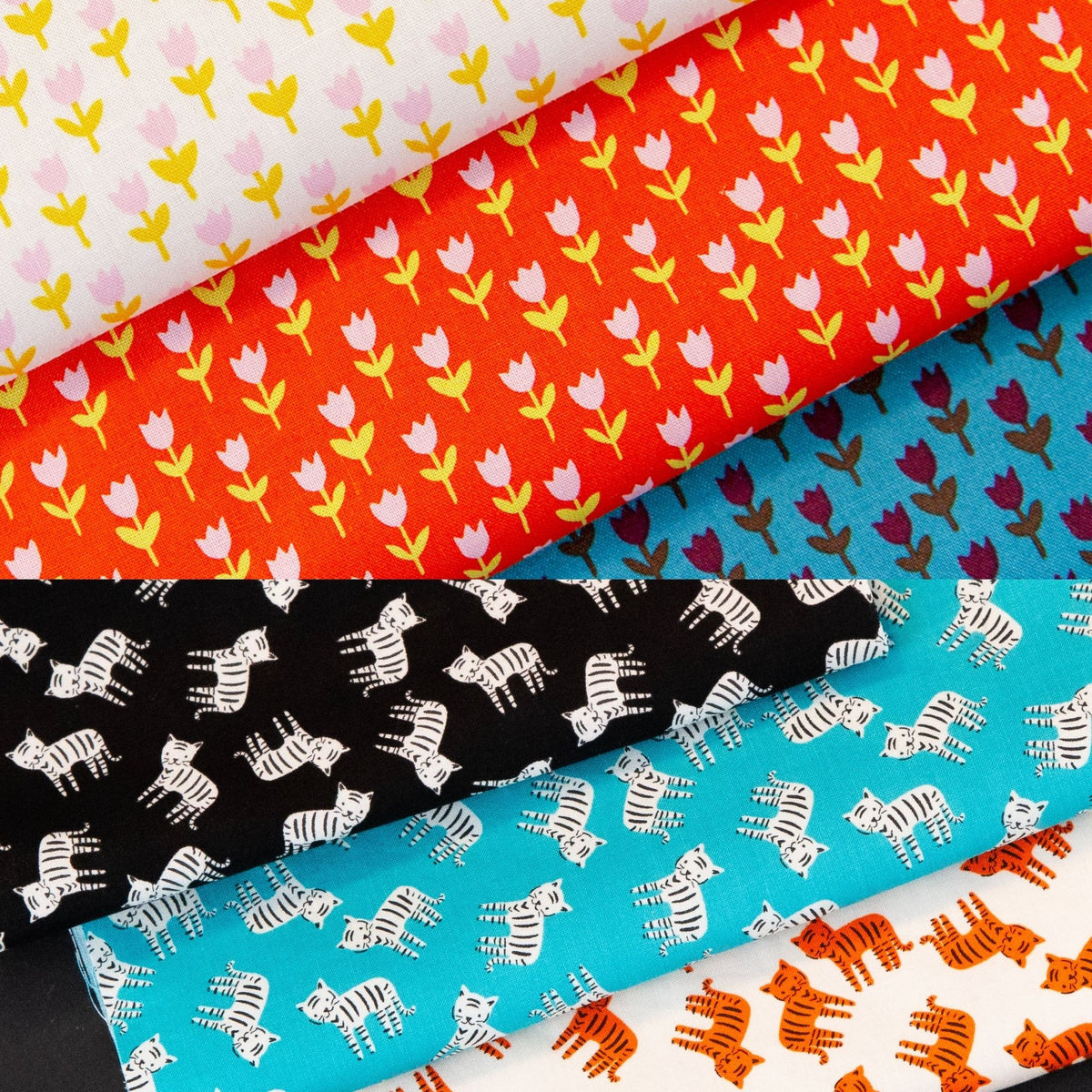PRESALE Half Yard Bundle Cats & Tulips | 1 800 Calico by Alexia Abegg for Ruby Star Society | 6 Half Yards | Curated Bundle