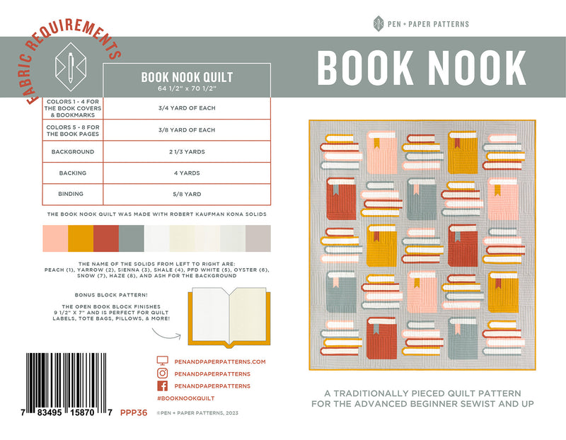 The Book Nook Quilt Pattern by Pen + Paper Patterns | Between the Pages | P176-BOOKNOOK