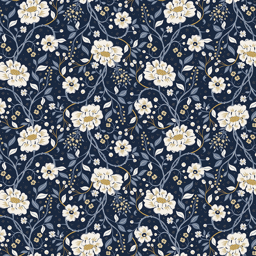 PRESALE Before the Bloom Main Indigo Yardage Danelys Sidron for Riley Blake Designs | C18060-INDIGO