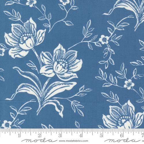 Denim and Daisies Woodcut Bloom Denim Yardage by Fig Tree for Moda Fabrics | 35380 17