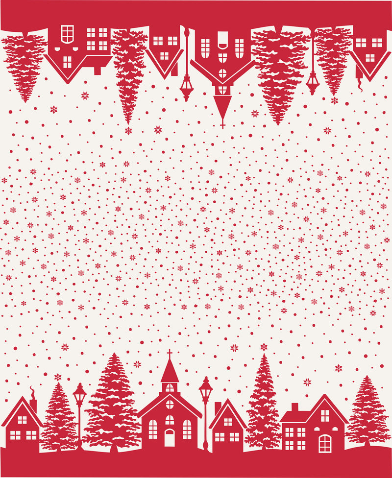 PRESALE Buon Natale Snowflake Pomegranate Christmas Village Double Border Yardage by Fig Tree & Co for Moda Fabrics | Print 36" x 44" | 35407 24