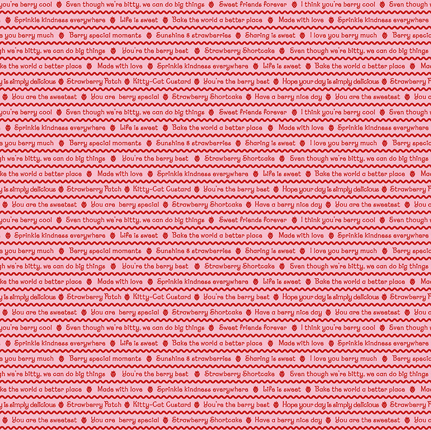 PRESALE The World of Strawberry Shortcake Text Pink Yardage for Riley Blake Designs | C18563-PINK