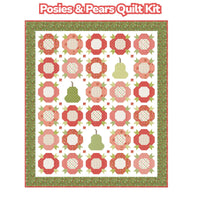 PRESALE Posies and Pears Custom Quilt Kit With Poinsettia and Pear by Sherri & Chelsi for Moda Fabrics | Quilt Size 53 1/2” x 62 1/2