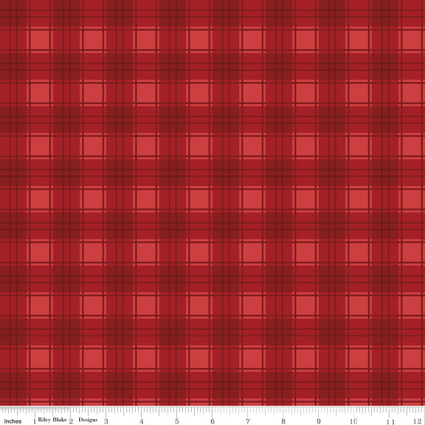 Evergreen Wishes Plaid Red Yardage by Traci Reed for Riley Blake Designs | C17815-RED