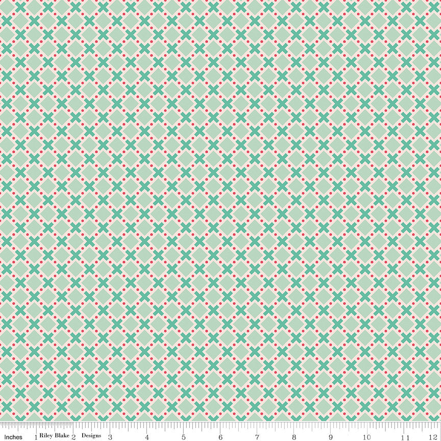 PRESALE Berry & Sage Criss Cross Sage Yardage by Lori Holt of Bee in My Bonnet | C17396-SAGE