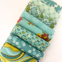 Happy Daze Custom Fat Quarter Bundle Aqua by Chloe’s Closet for Moda Fabrics | 8 FQs | Curated Bundle