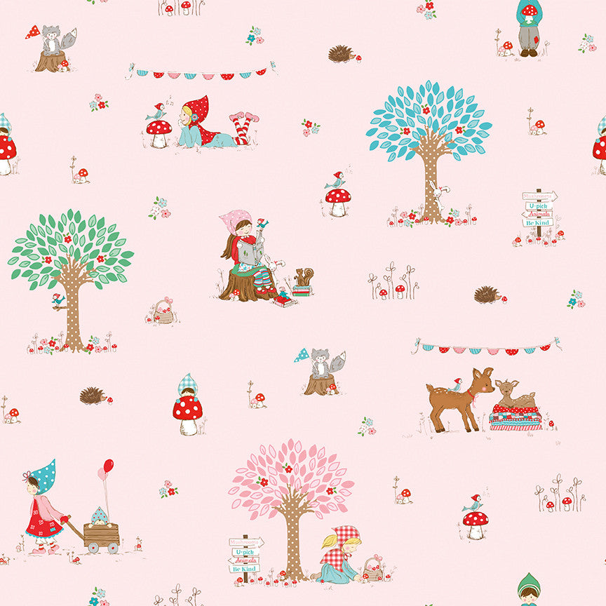 Whimsical Woodland Main Pink Yardage by Tasha Noel for Riley Blake Designs | C17640-PINK