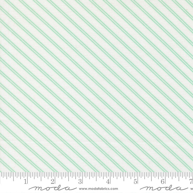 PRESALE Bloomsberry Stripe White Aqua Yardage by Camille Roskelley for Moda Fabrics | 55355 23