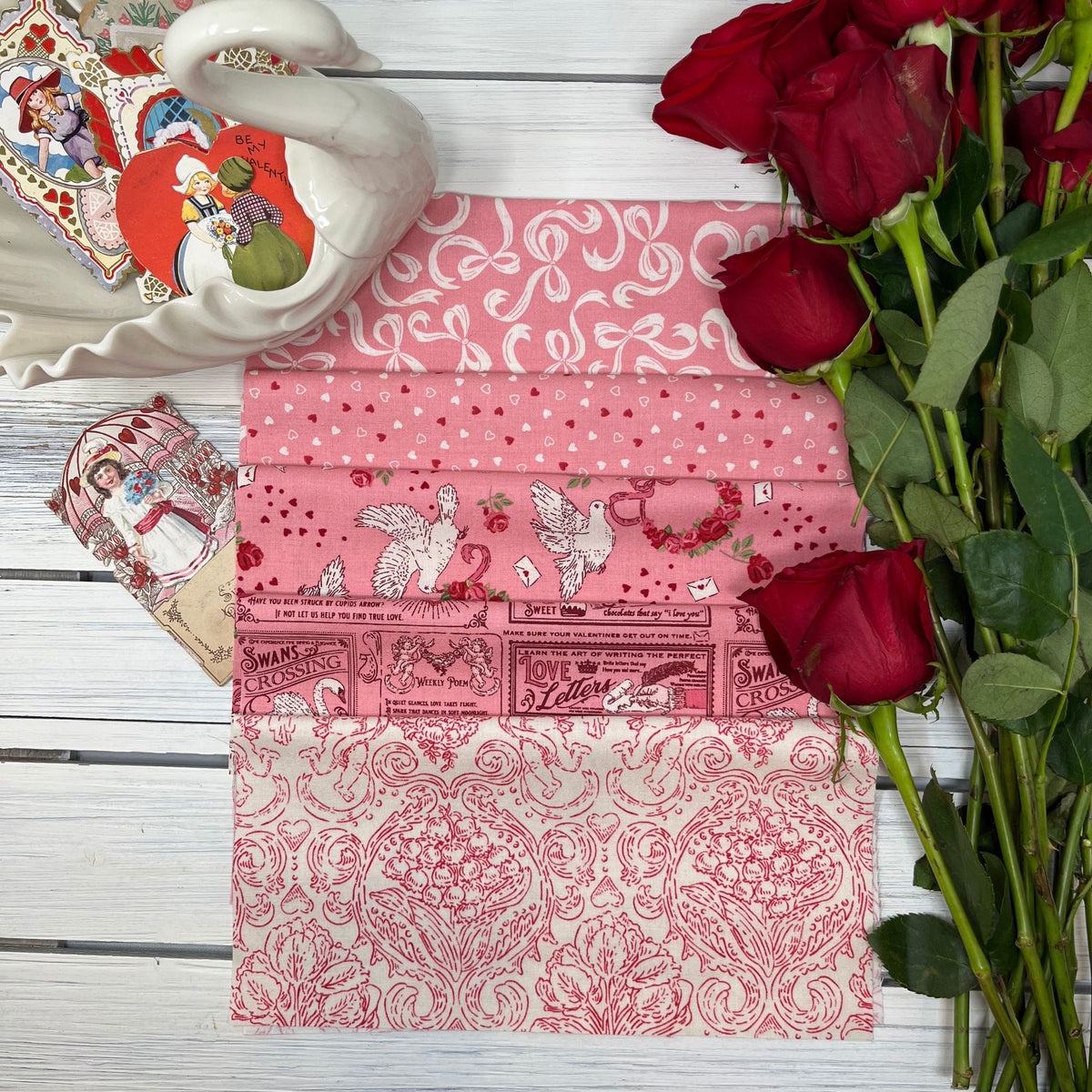 PRESALE Je T'aime Fat Quarter Bundle Blossom by Stacy Iest Hsu for Moda Fabrics | 5 Fat Quarters | Curated Bundle