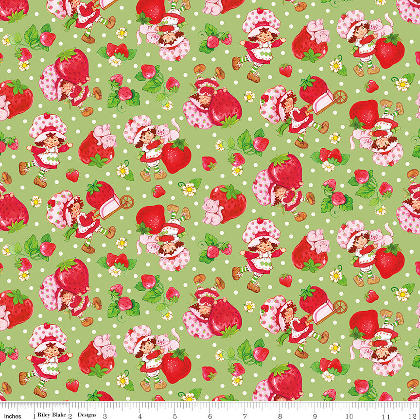 PRESALE The World of Strawberry Shortcake Toss Green Yardage for Riley Blake Designs | C18561-GREEN