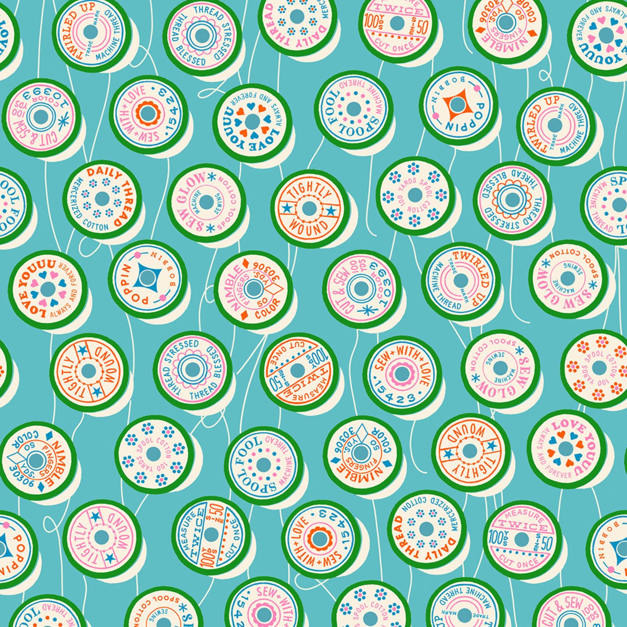 Trinketry Spools Turquoise Yardage by Melody Miller for Ruby Star Society | RS0111 18