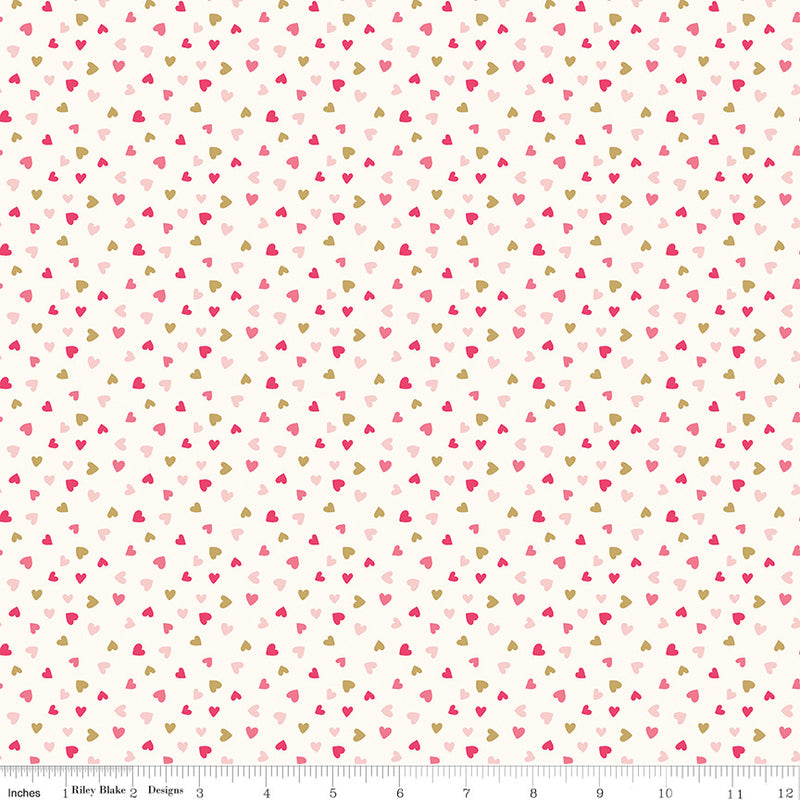 Sweetheart Heart Toss Cream Sparkle by My Mind's Eye for Riley Blake Designs | SC15505-CREAM