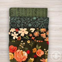 Happy Fall Days Custom Fat Quarter Bundle Green by Kelsey Carlson for Riley Blake Design | 4 Precut Fat Quarters