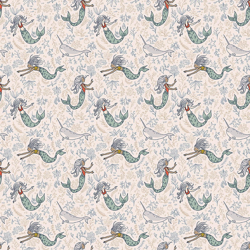PRESALE Story Land Mermaids Shell Yardage by Sarah Jane for Riley Blake Designs | C18302-SHELL