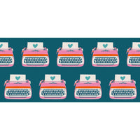 Best Day Ever Typewriters Canvas Teal Yardage by Melody Miller for Ruby Star Society | RS0108 23L