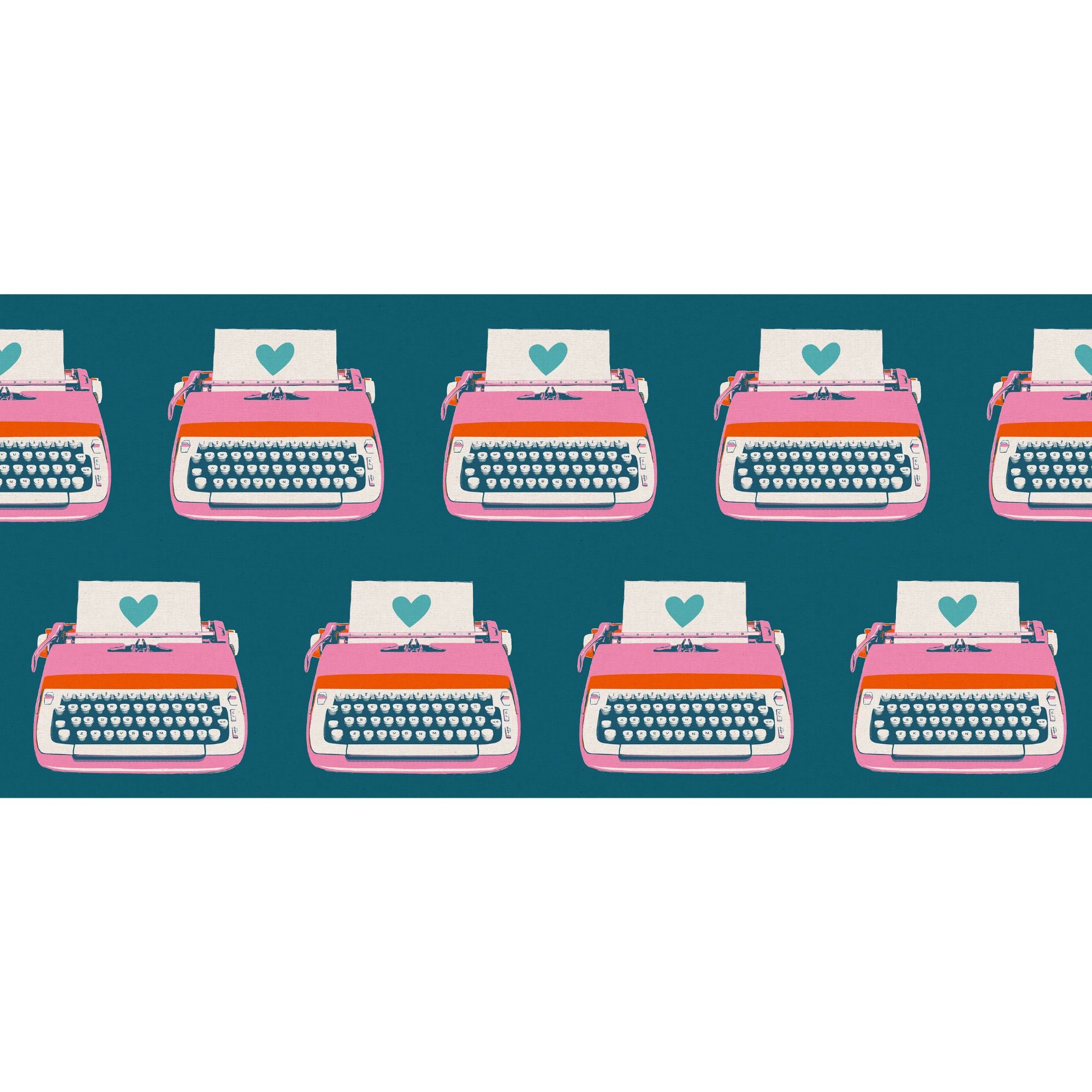 Best Day Ever Typewriters Canvas Teal Yardage by Melody Miller for Ruby Star Society | RS0108 23L