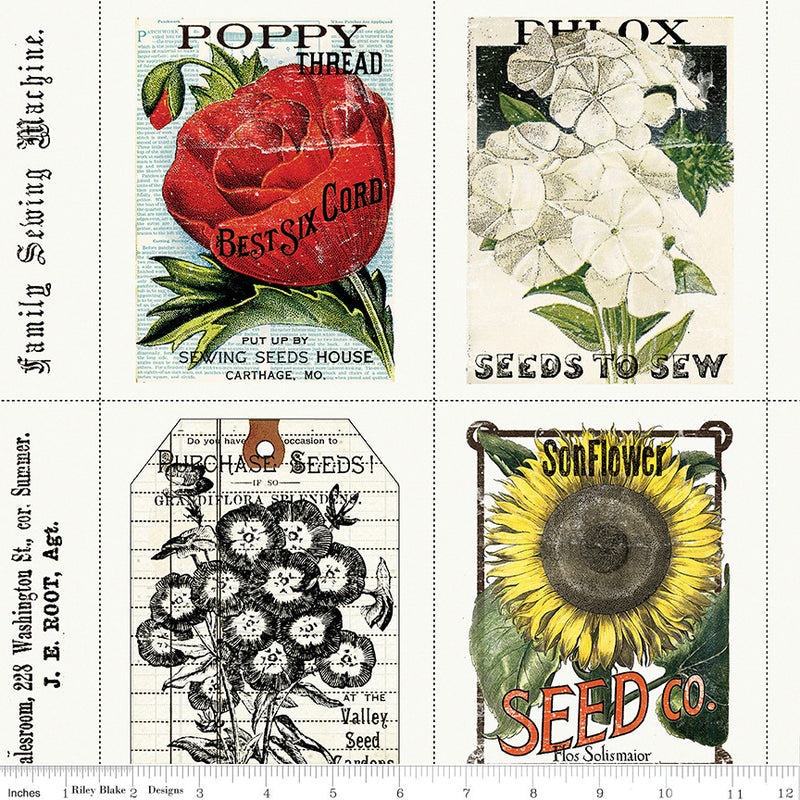 Sewing Seeds III Sewing Seed Packs White Yardage by J. Wecker Frisch for Riley Blake Designs | CD15683-WHITE