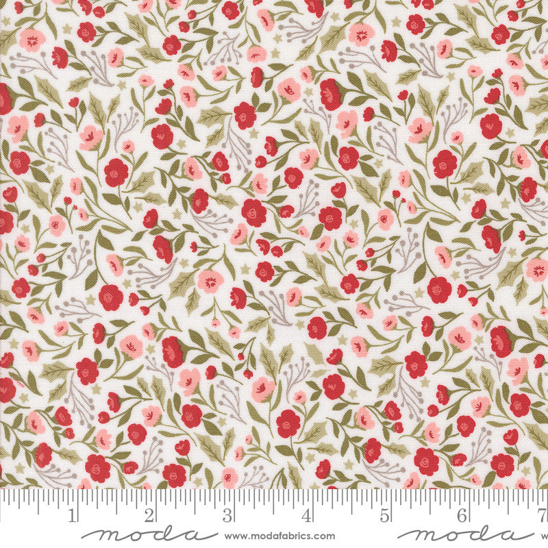 PRESALE Berry And Pine Christmas Posies Snow Yardage by Lella Boutique for Moda Fabrics | 5241 11