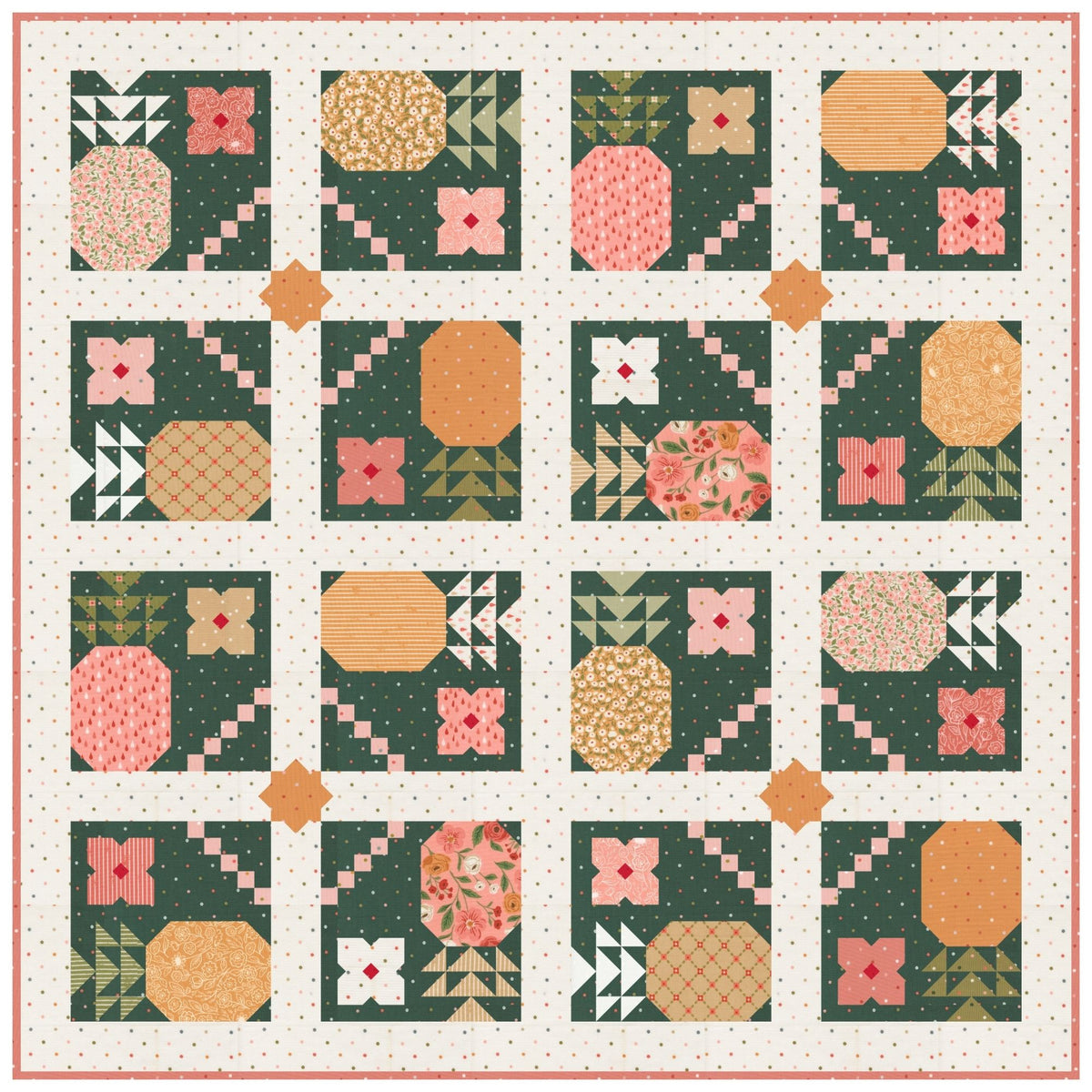 PRESALE Piña Colada Quilt Kit With Garden Glam by Lella Boutique for Moda Fabrics | Quilt Size 63 1/2” x 63 1/2” (Teal Version)