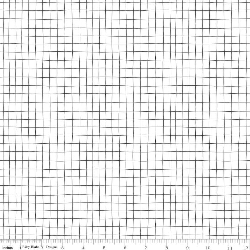 Wild and Free White Grid Yardage by Gracey Larson for Riley Blake Designs | C12936 WHITE | Low Volume Fabric
