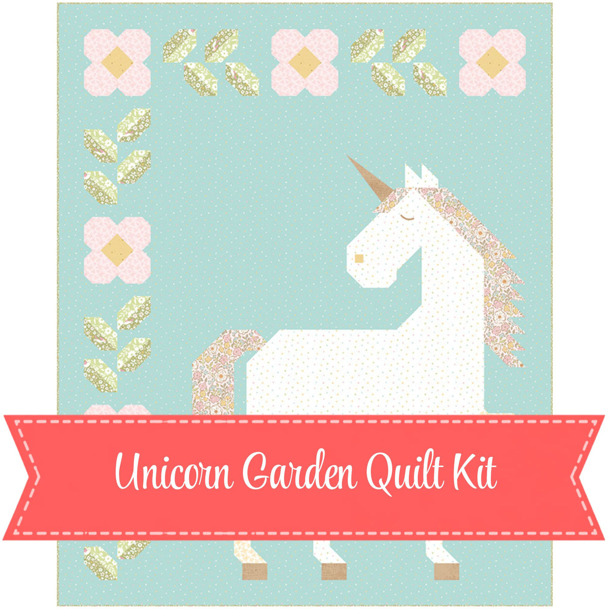 PRESALE Unicorn Garden Quilt Kit Boxed With Little Posies by Cayla Naylor for Riley Blake Designs | KT-18320