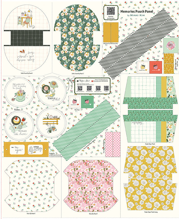 Pouch Panels Memories Pouch Panel by Minki Kim for Riley Blake Designs | Panel Size 35 1/2" x 43 1/2" | P17061-PANEL