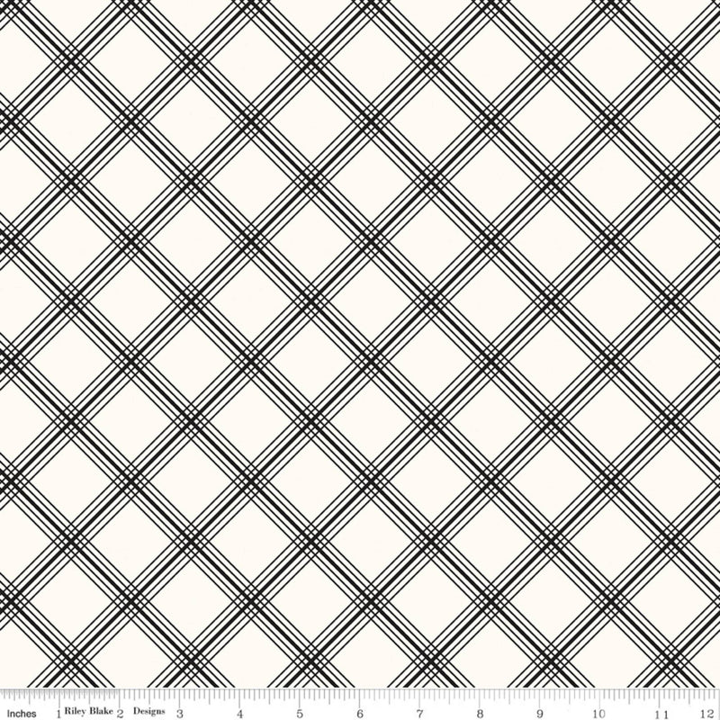 Midnight Meadow Plaid Cream Yardage by My Mind's Eye for Riley Blake Designs | C15322-CREAM