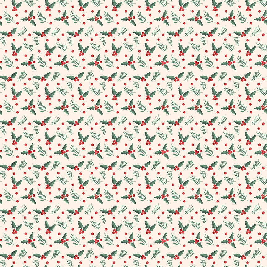 PRESALE Evergreen Wishes Holly Berries Cream Yardage by Traci Reed for Riley Blake Designs | C17814-CREAM