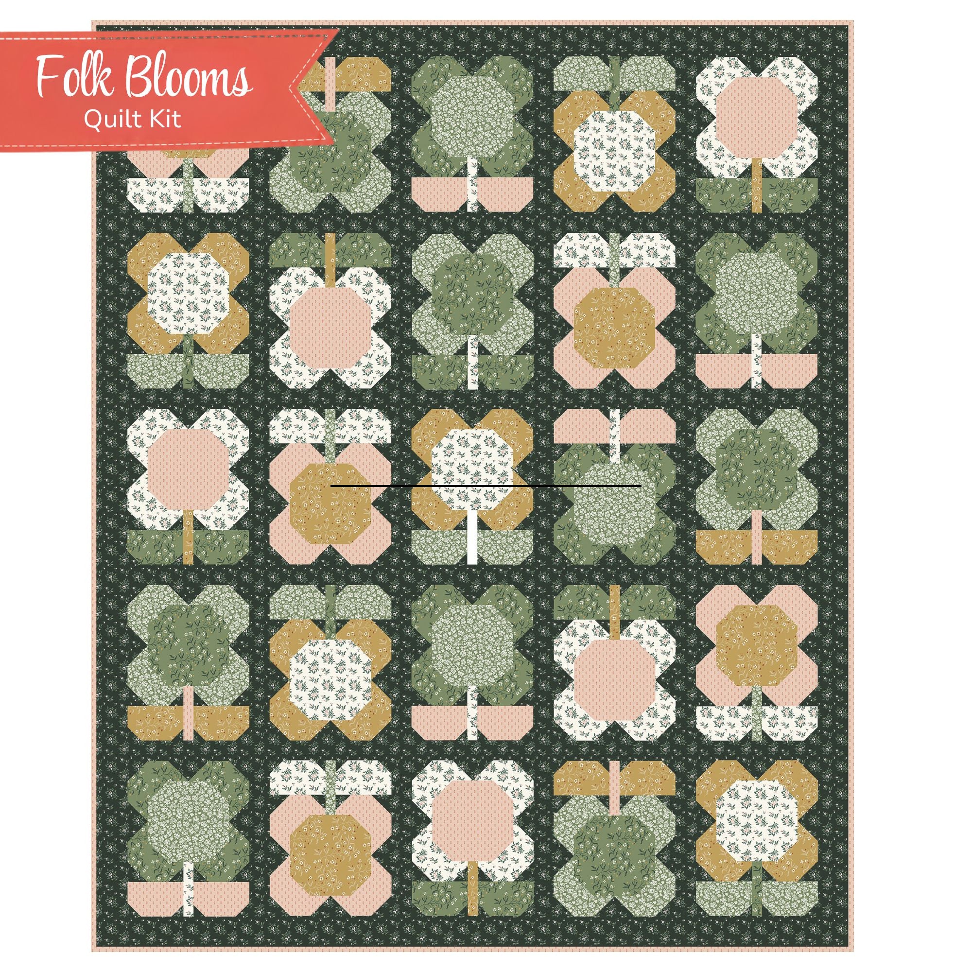 PRESALE Folk Blooms Quilt Kit | Before the Bloom by Danelys Sidron for Riley Blake Designs | Quilt Size 56 1/2" x 69"