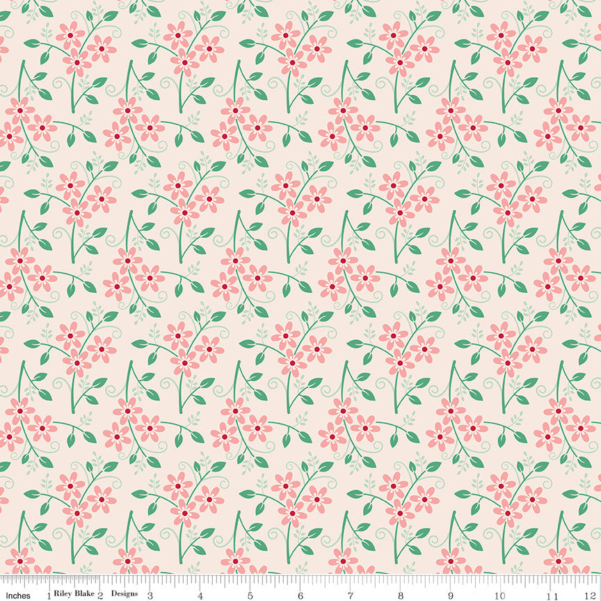 PRESALE Wide Back Berry & Sage Bouquet Latte Yardage by Lori Holt of Bee in My Bonnet | 108" Wide Backing | WB17401-LATTE