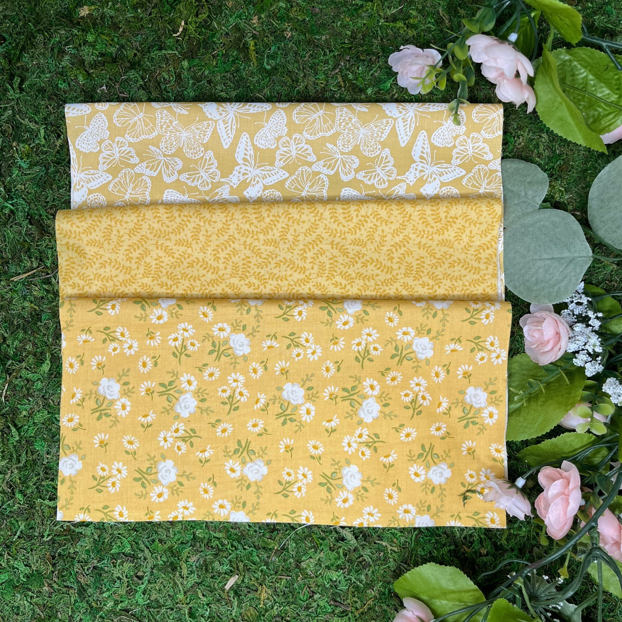PRESALE My Secret Garden Custom Fat Quarter Bundle Yellow by Stacy Iest Hsu for Moda Fabrics | 3 FQs | Curated Bundle