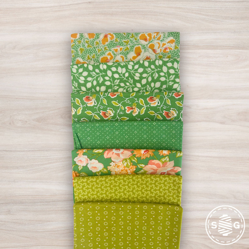 Portofino Custom Fat Quarter Bundle Green by Fig Tree & Co for Moda Fabrics | 7 Fat Quarters