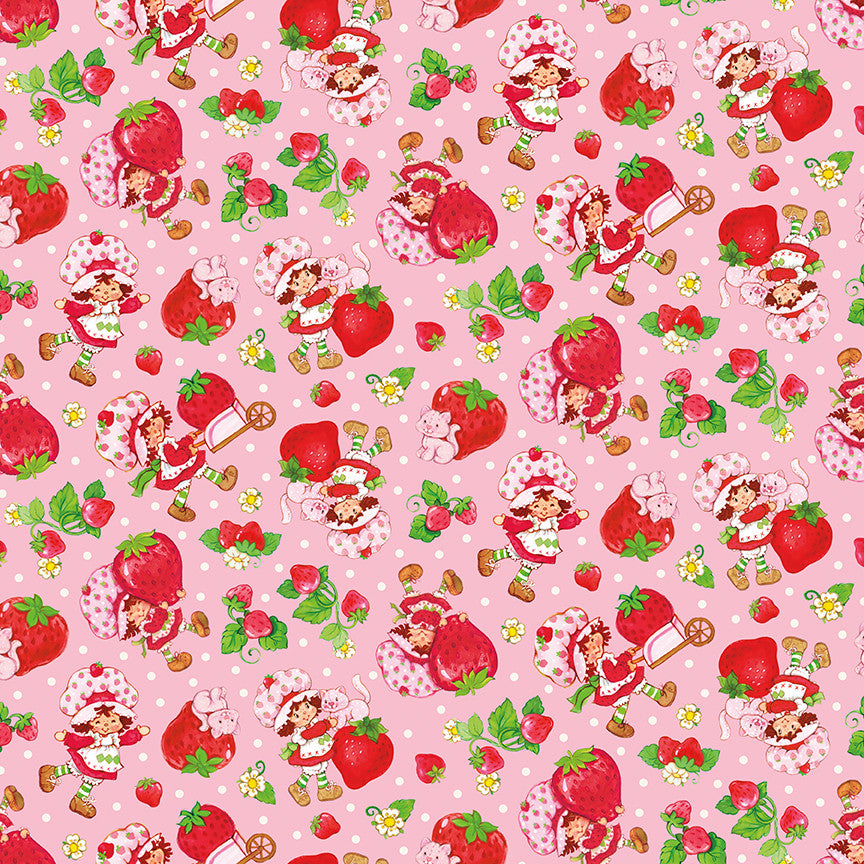 PRESALE The World of Strawberry Shortcake Toss Pink Yardage for Riley Blake Designs | C18561-PINK