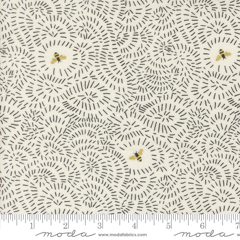 Bee Garden Twists and Turns Metallic Porcelain by Gingiber for Moda Fabrics | 48415 11M