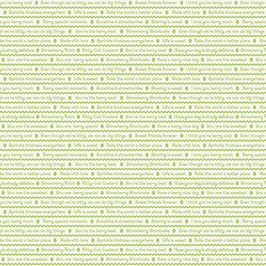 PRESALE The World of Strawberry Shortcake Text Green Yardage for Riley Blake Designs | C18563-GREEN