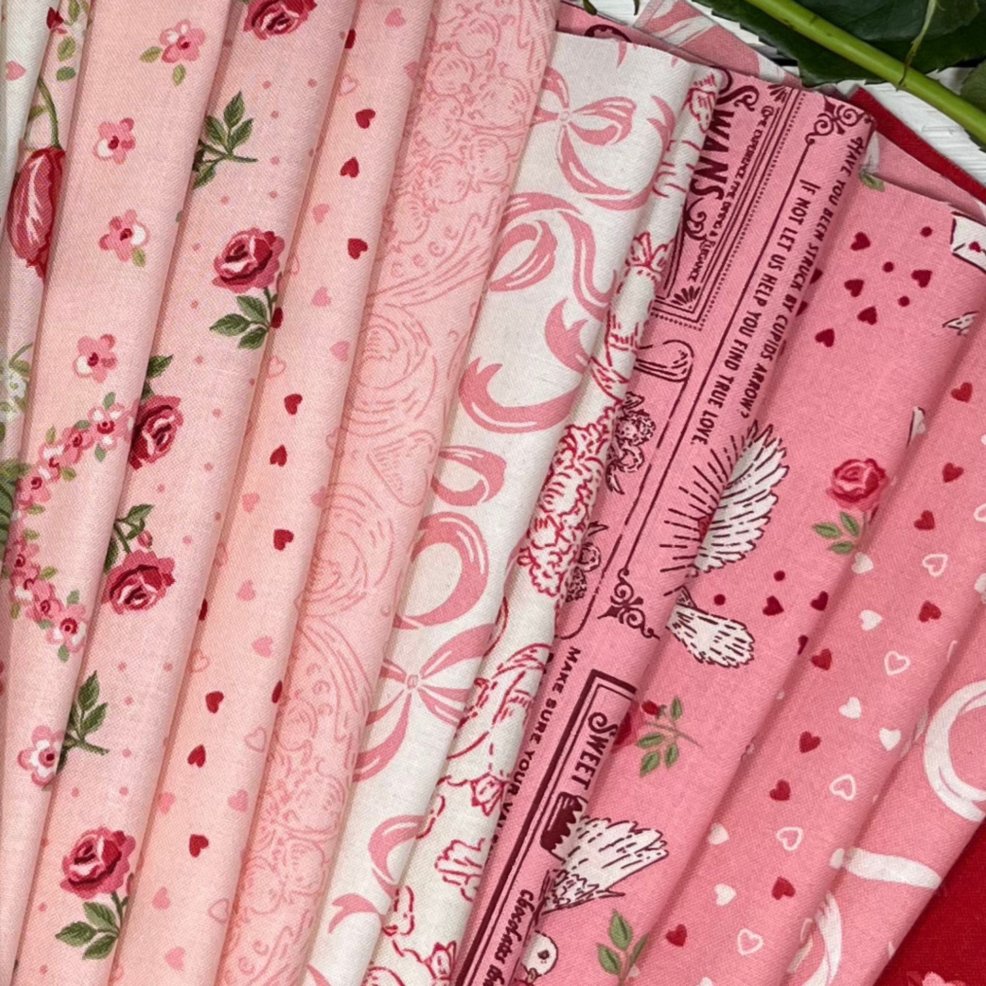 PRESALE Je T'aime Fat Quarter Bundle Pink by Stacy Iest Hsu for Moda Fabrics | 11 Fat Quarters | Curated Bundle