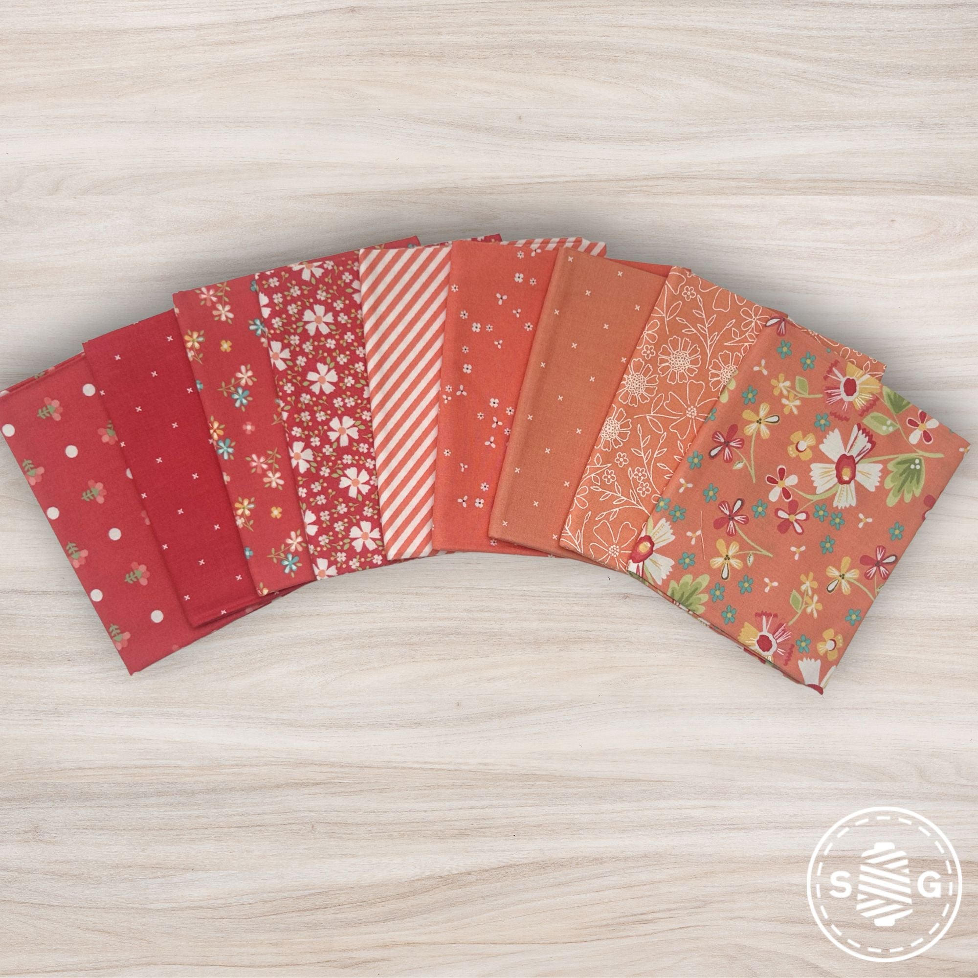 In the Garden Custom Fat Quarter Bundle Strawberry Coral by Corey Yoder for Moda Fabrics  | Curated Bundle | 9 Fat Quarters