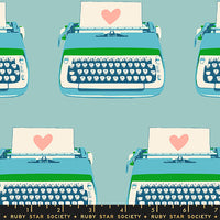 Best Day Ever Typewriters Turquoise Yardage by Melody Miller for Ruby Star Society | RS0104 15