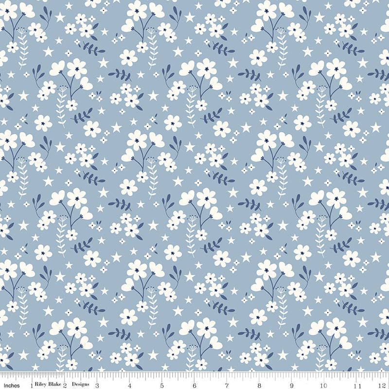 Freedom Garden Ditsy Floral Sky Yardage by My Mind's Eye for Riley Blake Designs | C15625-SKY