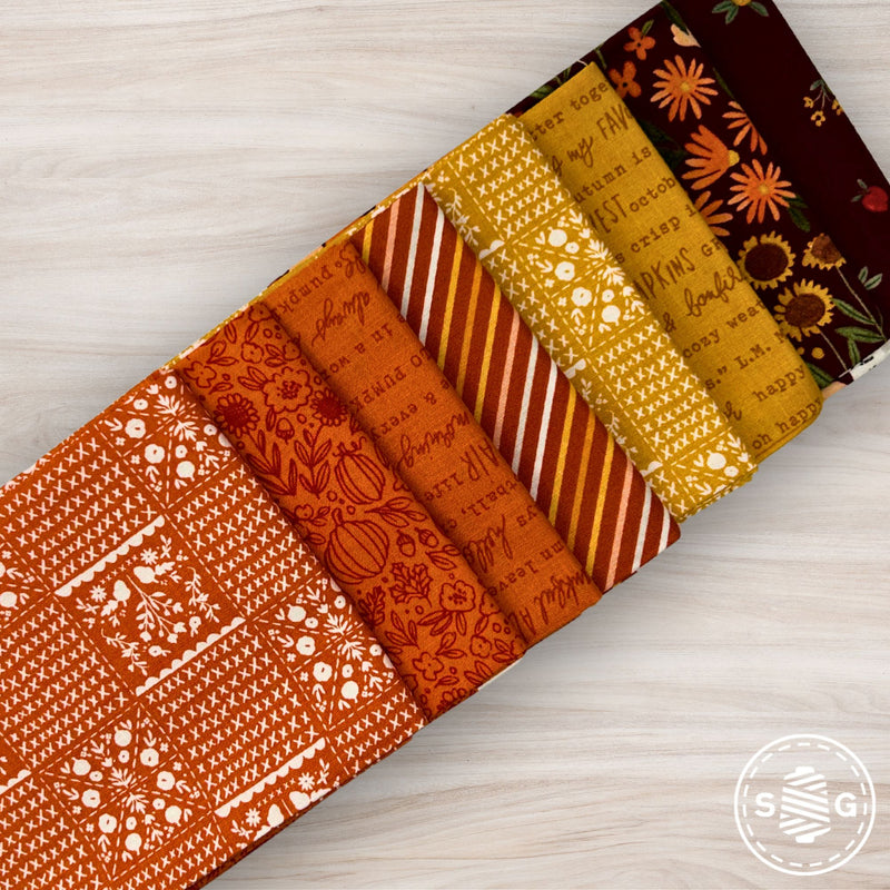 Happy Fall Days Custom Fat Quarter Bundle Fall Colors by Kelsey Carlson for Riley Blake Design | 8 Precut Fat Quarters