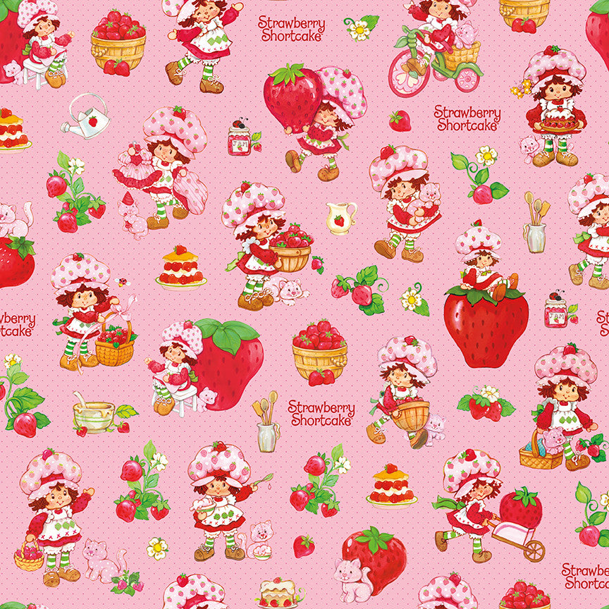 PRESALE The World of Strawberry Shortcake Main Pink Yardage for Riley Blake Designs | C18560-PINK