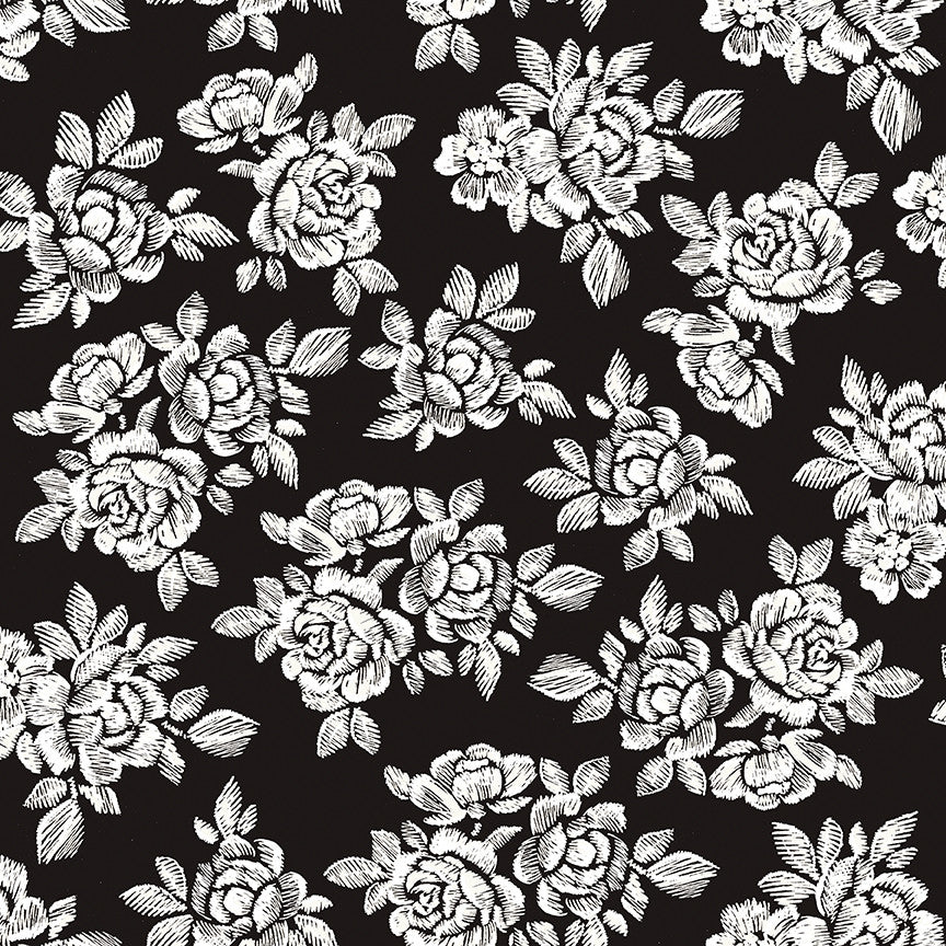 PRESALE Moonlit Trellis Roses Black Yardage by My Mind's Eye for Riley Blake Designs | C18210-BLACK