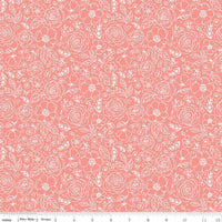 My Valentine Coral Lined Roses Yardage by Echo Park Paper Co. for Riley Blake Designs | C14153 CORAL