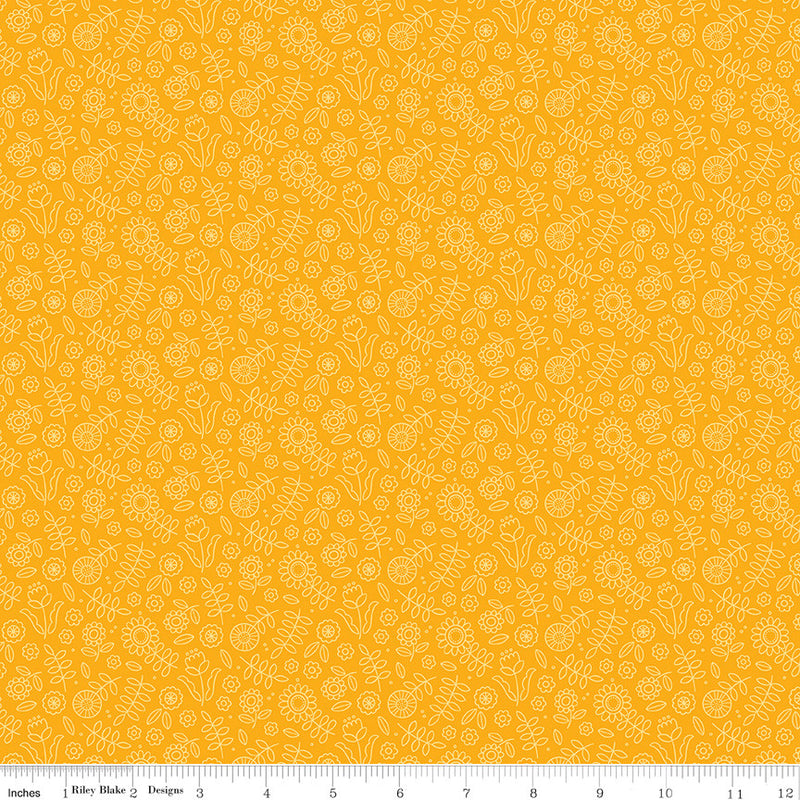 Little Darlin' Tonal Floral Orange Yardage by the RBD Designers for Riley Blake Designs | C16972-ORANGE