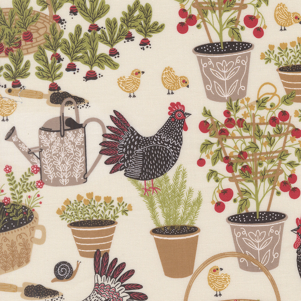 PRESALE The Henhouse Chicken Garden Cloud Yardage by Gingiber for Moda Fabrics | 48430 11