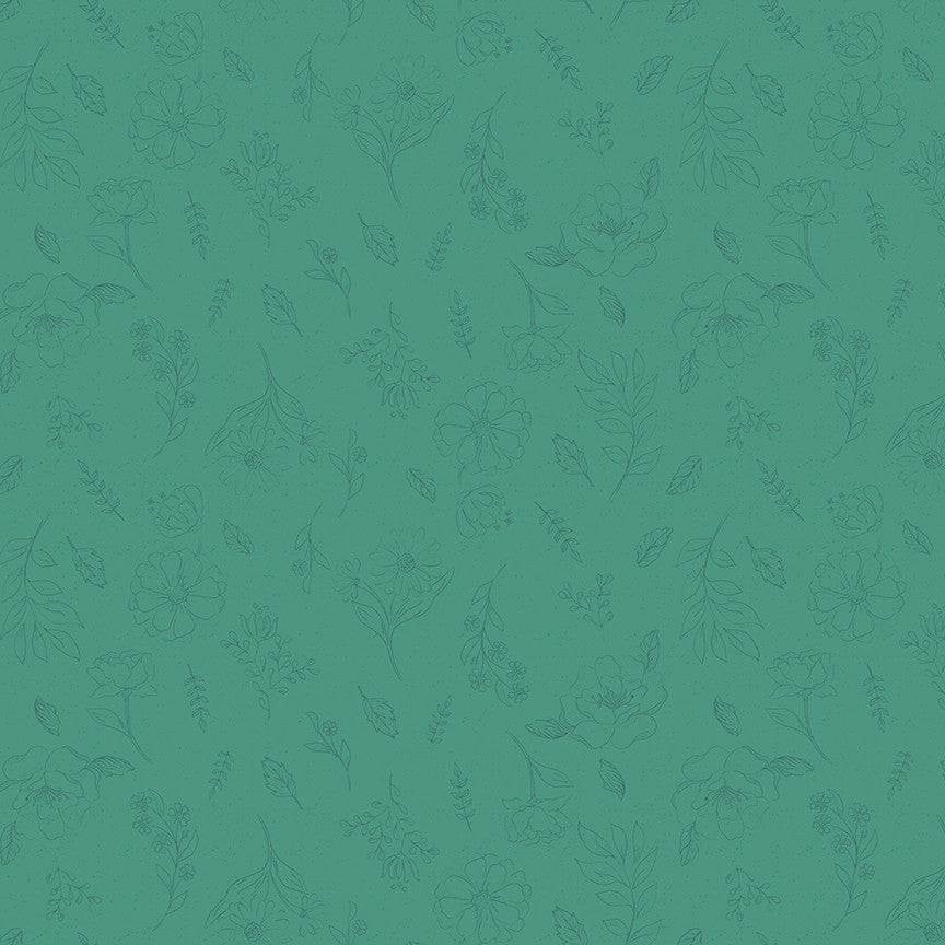 Orchard House Sketch Floral Teal Yardage by Heather Peterson for Riley Blake Designs | C17722-TEAL